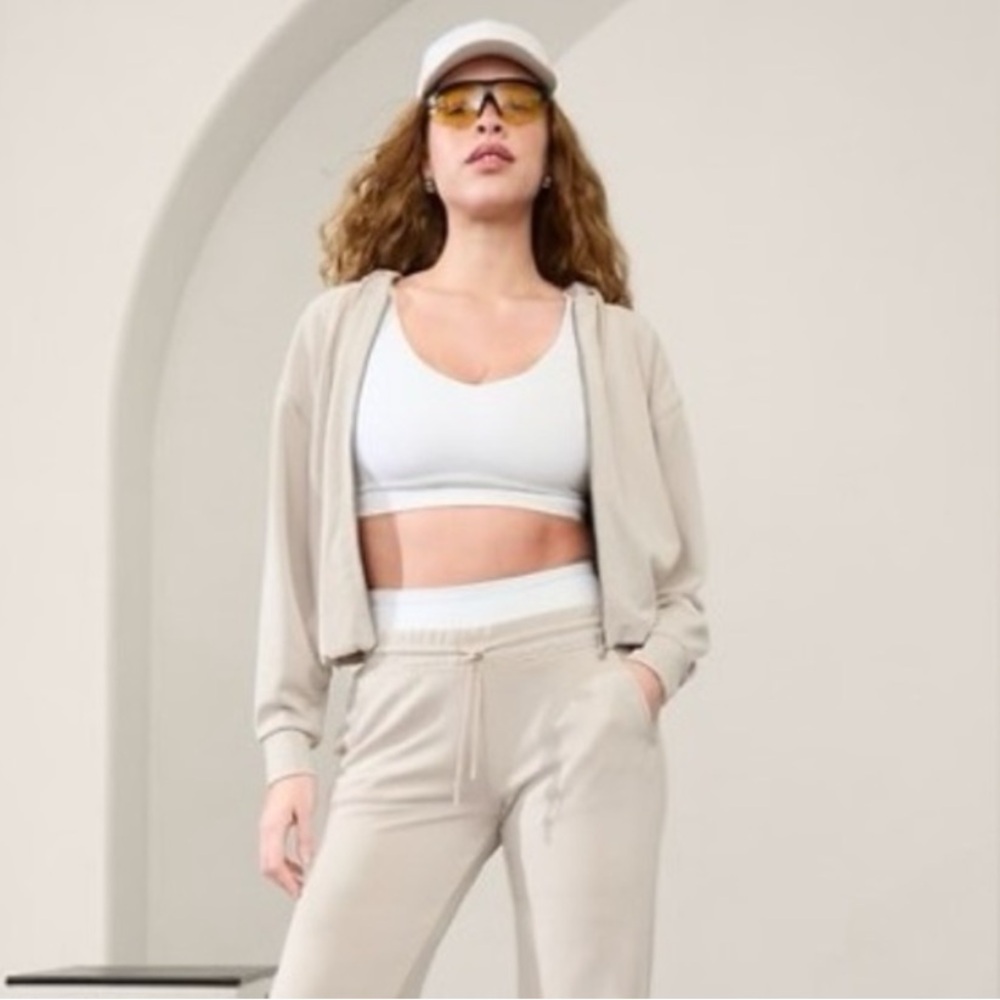Athleta Seasoft Full Zip Bubble Hem Jacket in Abalone